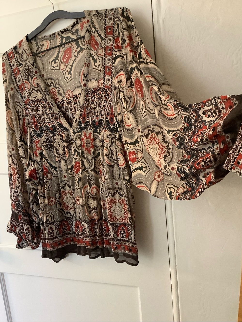 Pure Silk Current/Elliott Boho  Paisley Blouse Flowy Bohemian